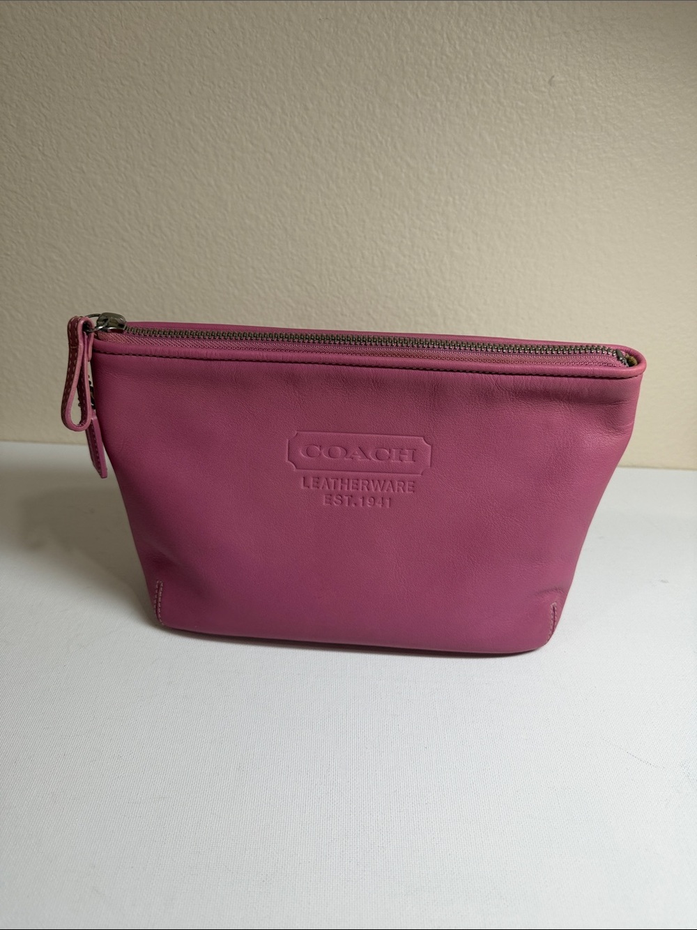 Coach Pink Leather Cosmetic Pouch